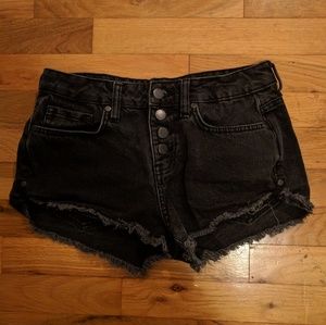 Forever 21 Premium Denim Black Button Up Cut Offs